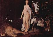 Gustav Klimt Weiblicher Akt mit Tieren in einer Landschaft oil painting